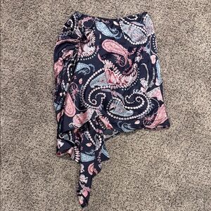 Thurley Asymmetrical Skirt in Pink and Blue Paisley
